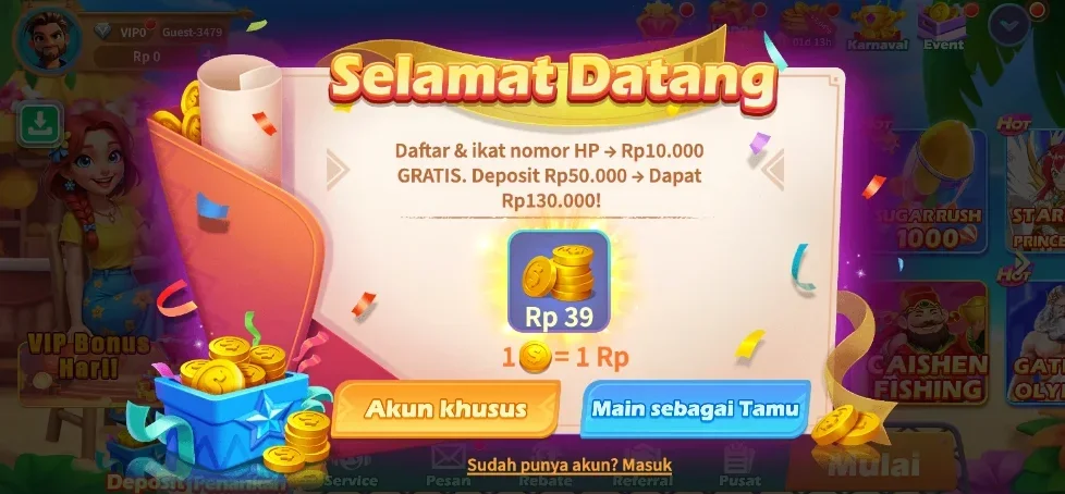 Screenshot platform RAJACLUB